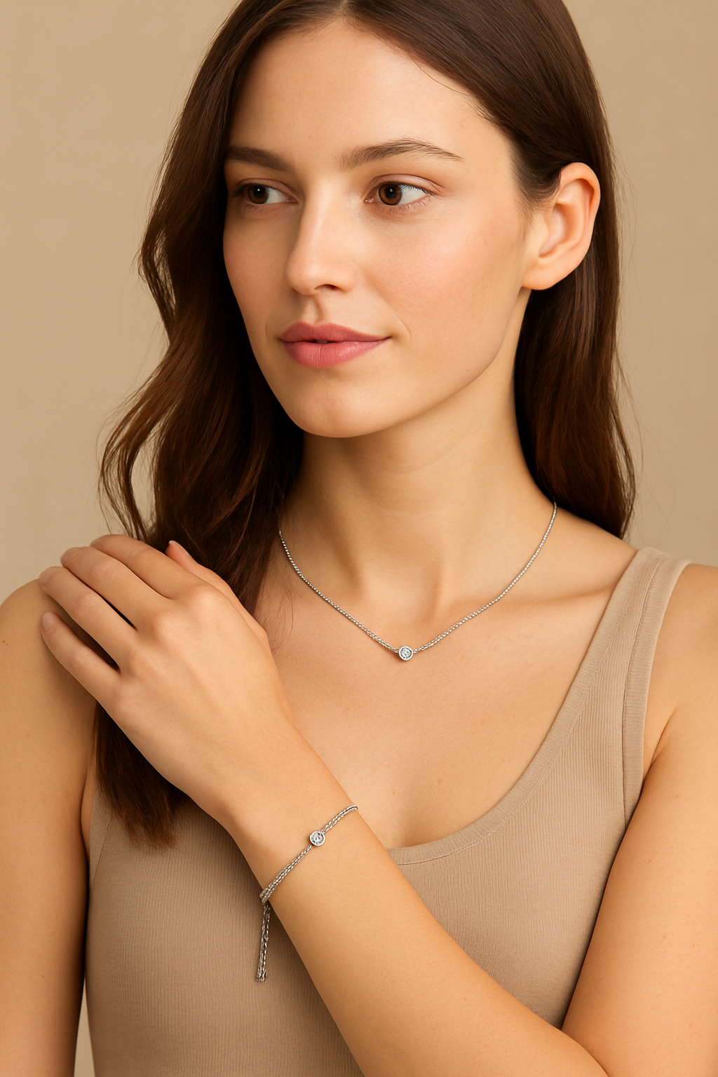 Elegance Duo – Hals- & Armband-Set in Silber