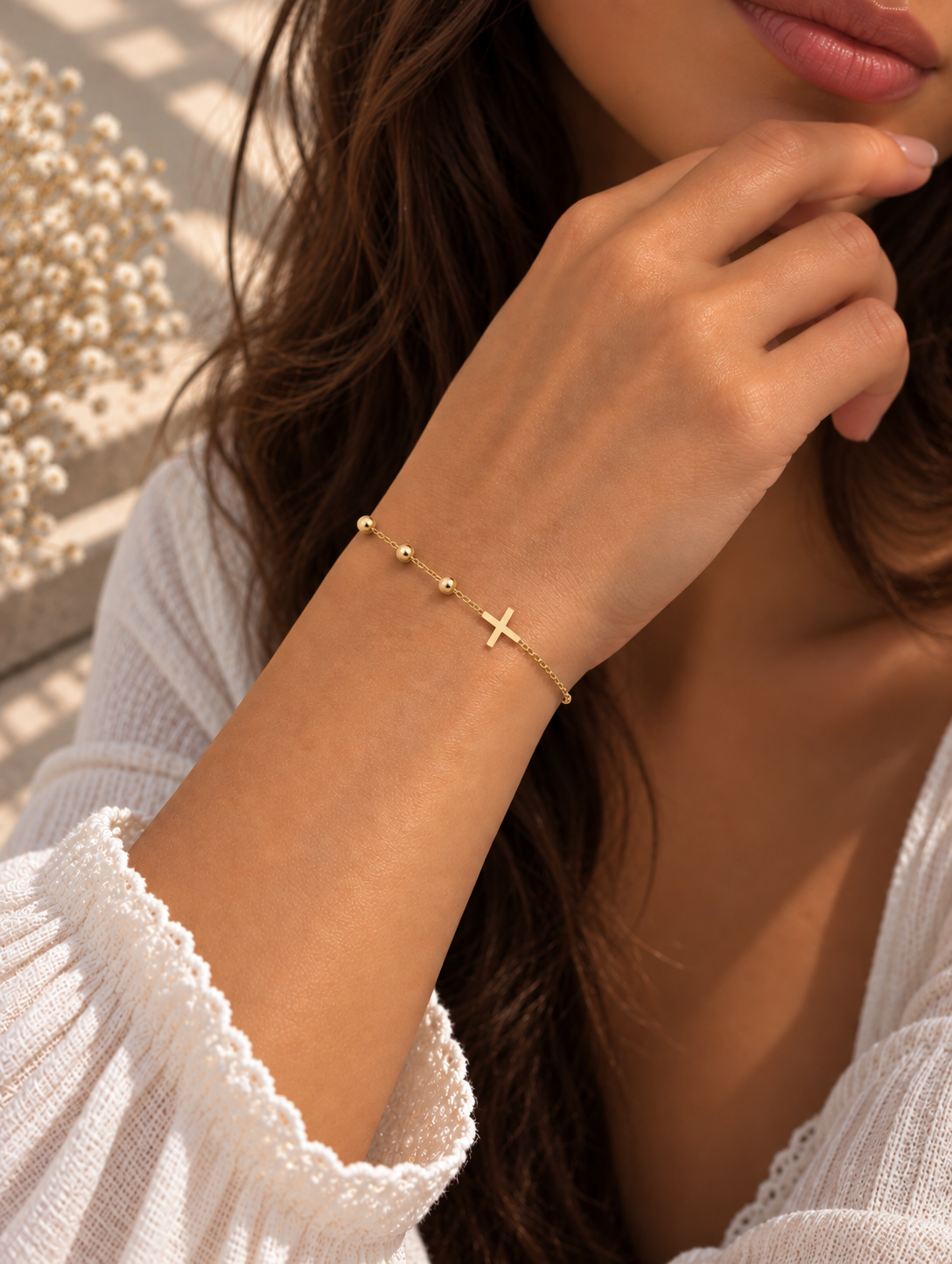AMELIA Cross Armband – Gold